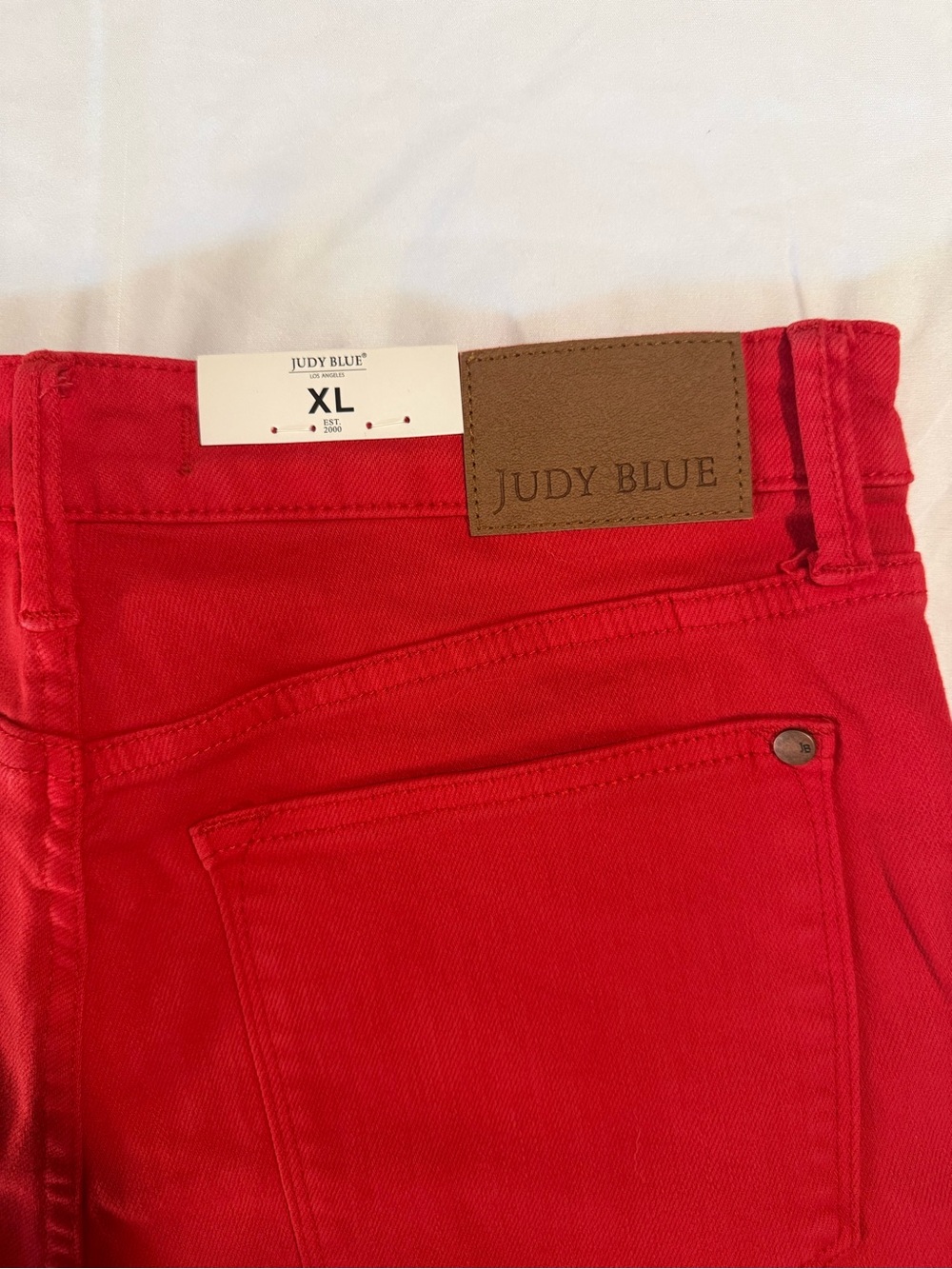 NWT Judy Blue Red High Waist Tummy Control Bermuda Denim Shorts Size XL - Picture 6 of 7